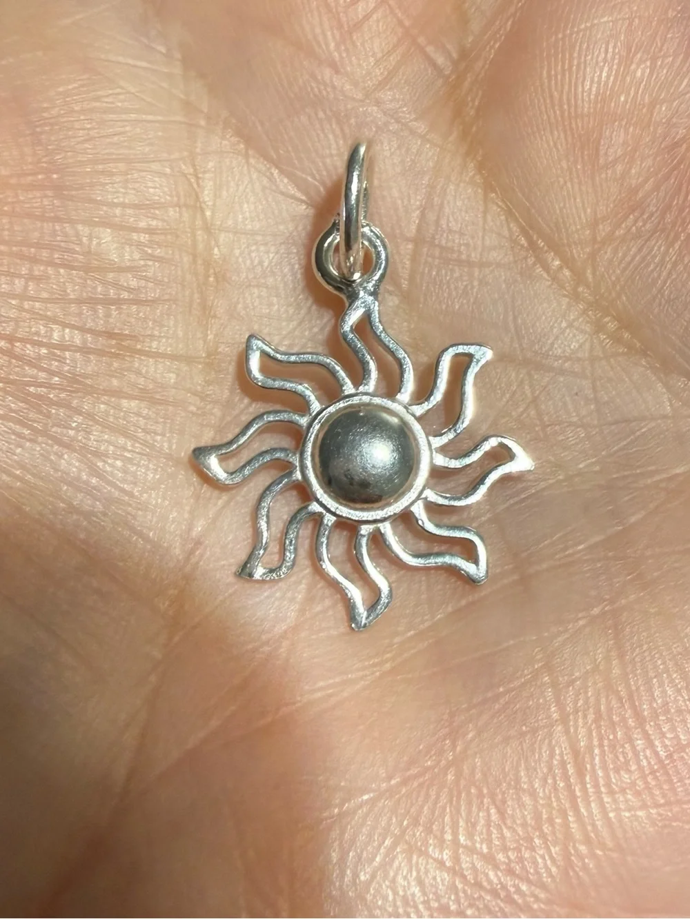 Set of earrings and sun charms in sterling silver 950 Made in Peru 20mm